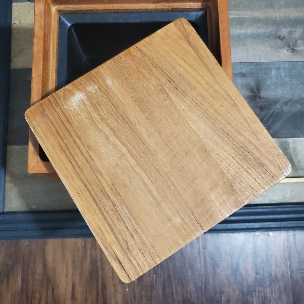 Vintage MCM Dansk IHQ Jens Quistgaard Teak Wood Cube Square Bullseye Ice Bucket - Picture 10 of 13